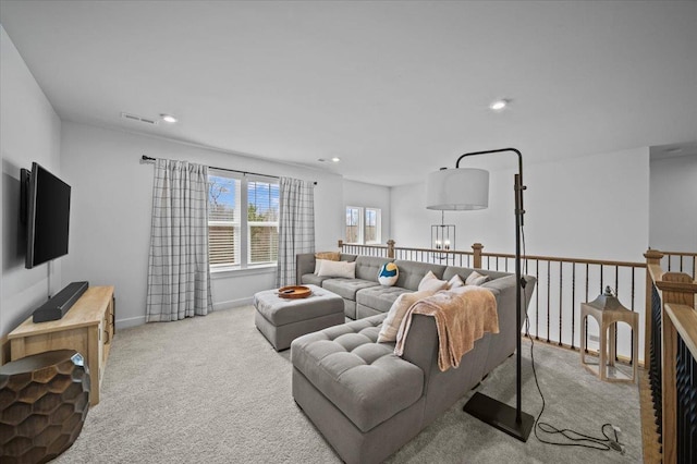 2046 Bluet, Woodruff, SC 29388 - living room with recessed lighting, baseboards, visible vents, and carpet floors