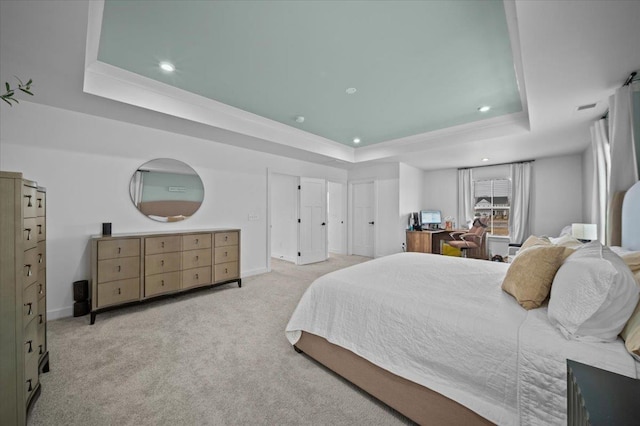 2046 Bluet, Woodruff, SC 29388 - carpeted bedroom featuring a tray ceiling, baseboards, and recessed lighting