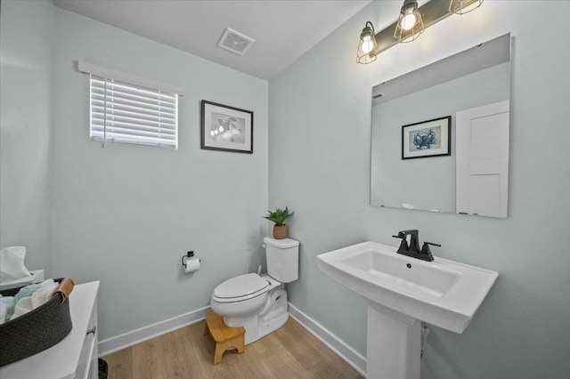 2046 Bluet, Woodruff, SC 29388 - bathroom with visible vents, toilet, wood finished floors, and baseboards