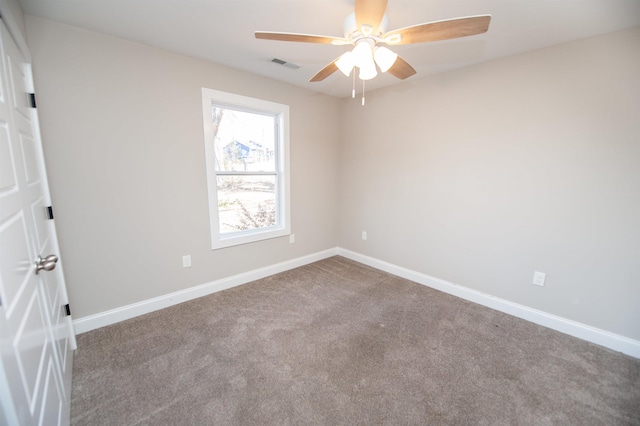 100 Winterhaven, Spartanburg, SC 29301 - empty room with baseboards, a ceiling fan, visible vents, and carpet floors