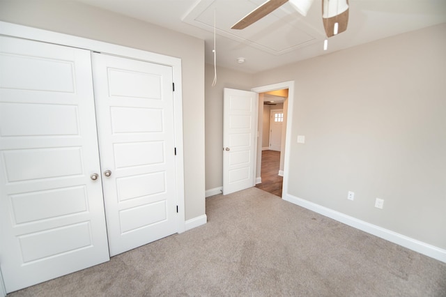 100 Winterhaven, Spartanburg, SC 29301 - unfurnished bedroom with a closet, baseboards, a ceiling fan, carpet, and attic access