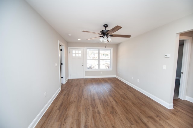 100 Winterhaven, Spartanburg, SC 29301 - interior space featuring wood finished floors, ceiling fan, and baseboards