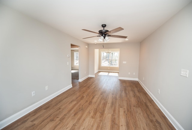 100 Winterhaven, Spartanburg, SC 29301 - spare room with wood finished floors, baseboards, a ceiling fan, and recessed lighting
