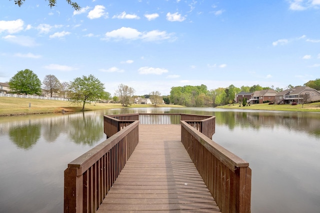 view of dock featuring a water view