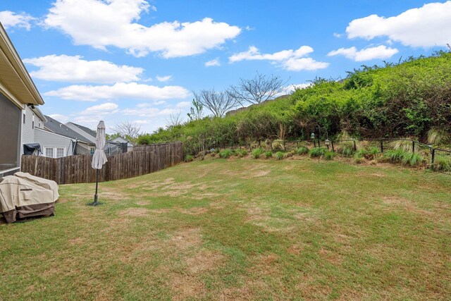 view of yard featuring a fenced backyard