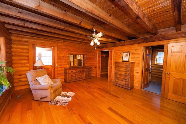 144 Lakeshore, Chesnee, SC 29323 - sitting room featuring wooden ceiling, beamed ceiling, and wood finished floors