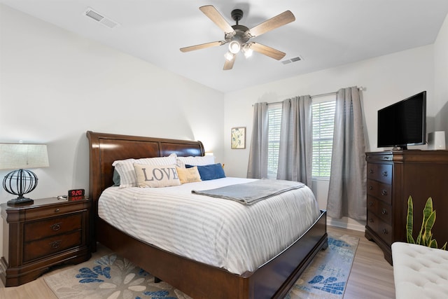 122 Aleppo, Greer, SC 29651 - bedroom featuring light wood finished floors, visible vents, and a ceiling fan
