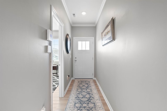 122 Aleppo, Greer, SC 29651 - entryway with ornamental molding, visible vents, baseboards, and light wood-style floors