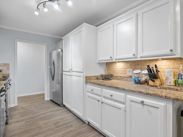 110 Miller Spgs, Moore, SC 29369 - kitchen with white cabinets, stainless steel refrigerator with ice dispenser, and tasteful backsplash