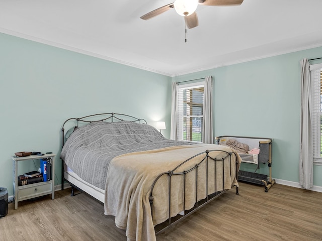 110 Miller Spgs, Moore, SC 29369 - bedroom with crown molding, baseboards, ceiling fan, and wood finished floors