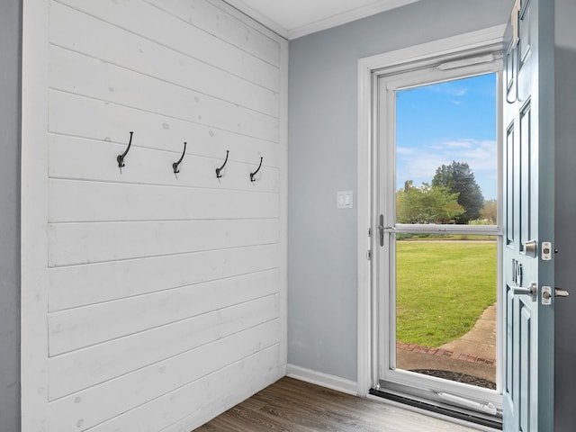 110 Miller Spgs, Moore, SC 29369 - mudroom with ornamental molding, baseboards, and dark wood-style floors