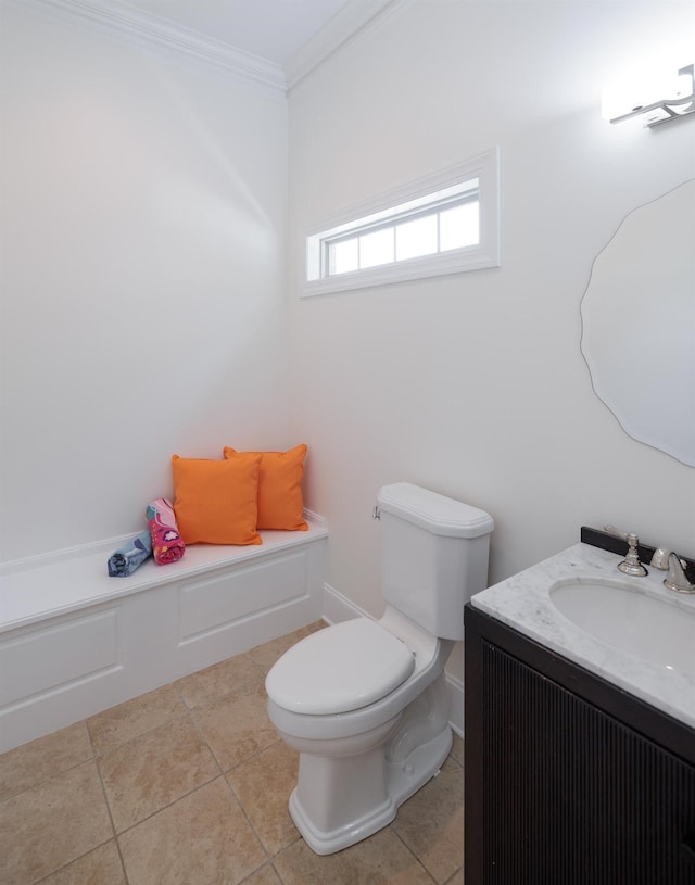865 Westmoreland, Greer, SC 29651 - bathroom with vanity, tile patterned flooring, ornamental molding, and toilet
