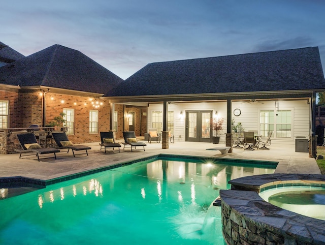 865 Westmoreland, Greer, SC 29651 - view of swimming pool featuring french doors, a pool with connected hot tub, and a patio