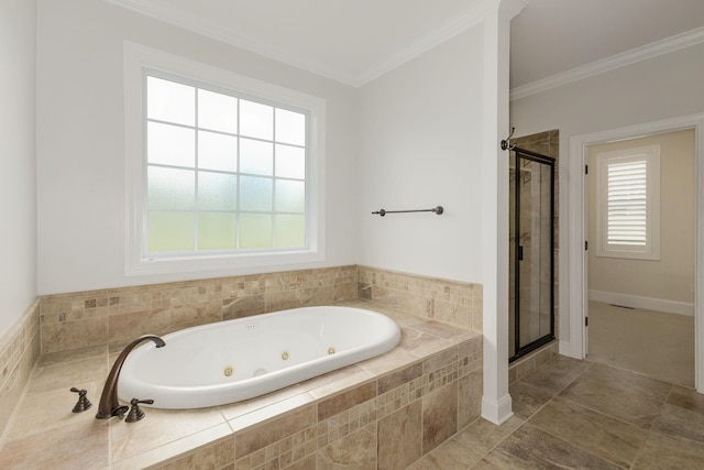 6 Pepper Bush, Greer, SC 29651 - full bath featuring a shower stall, ornamental molding, and a tub with jets