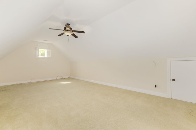 6 Pepper Bush, Greer, SC 29651 - additional living space featuring vaulted ceiling, ceiling fan, baseboards, and light carpet