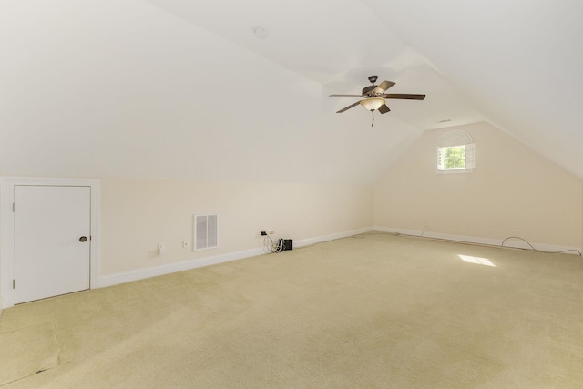 6 Pepper Bush, Greer, SC 29651 - additional living space featuring vaulted ceiling, visible vents, a ceiling fan, light carpet, and baseboards