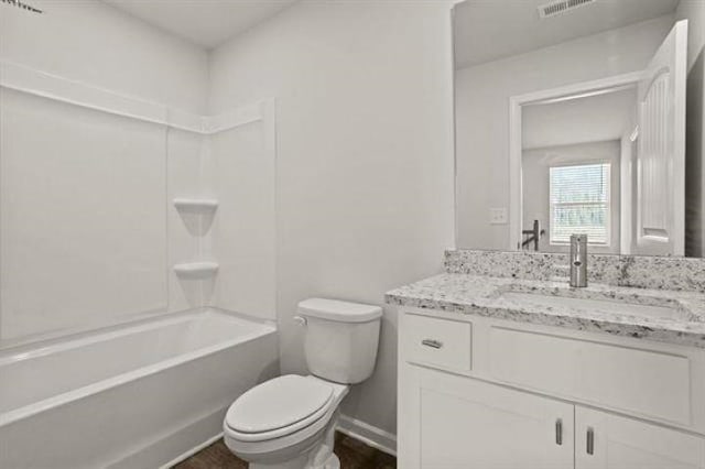 1036 Cargo, Spartanburg, SC 29306 - bathroom with visible vents, toilet, vanity, and  shower combination