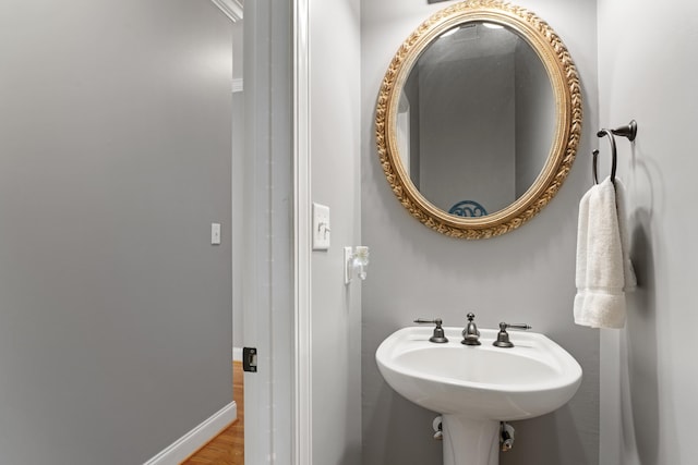 bathroom featuring wood finished floors