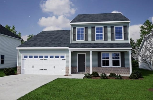 5026 Radley, Chesenee, SC 29323 - traditional home featuring concrete driveway, a front lawn, brick siding, and a garage