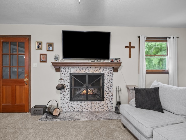 228 Anita, Spartanburg, SC 29302 - carpeted living area with a tiled fireplace