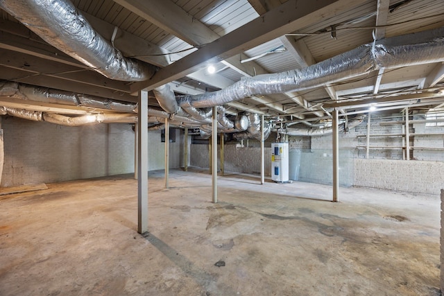 unfinished below grade area with water heater