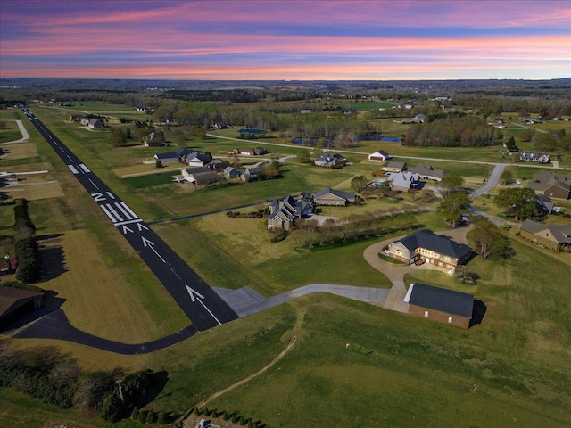 view of aerial view at dusk