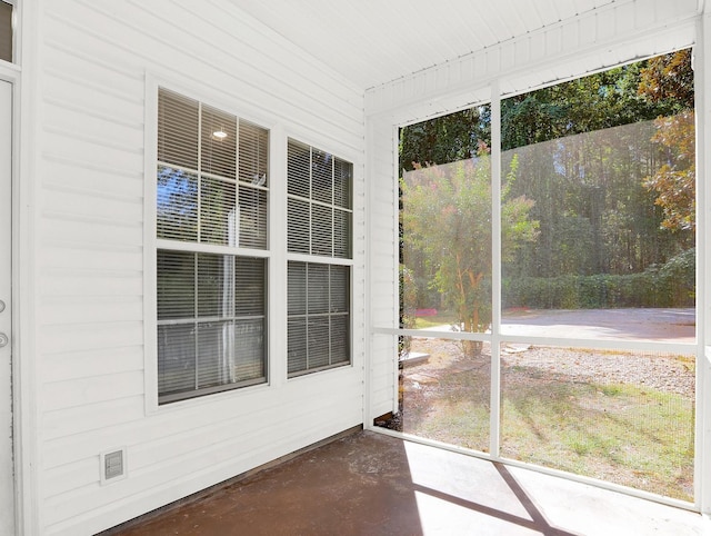 view of unfurnished sunroom