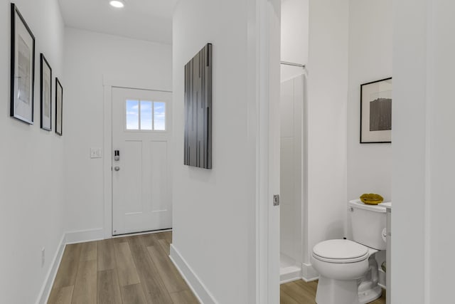 173 Dalmatian, Spartanburg, SC 29307 - interior space with recessed lighting, wood finished floors, toilet, baseboards, and a shower