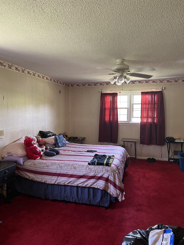 209 Demos, Roebuck, SC 29376 - bedroom with ceiling fan, carpet, and a textured ceiling