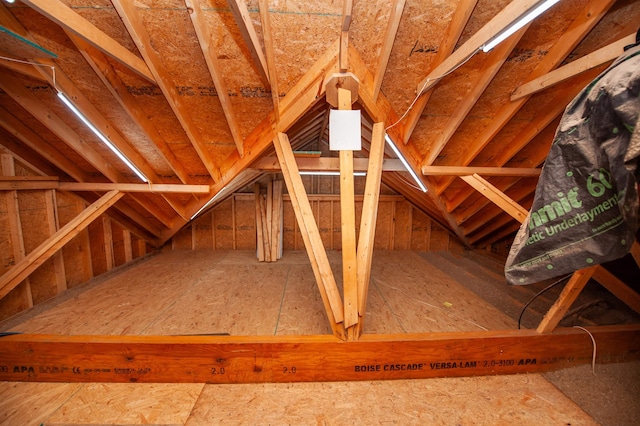 view of unfinished attic