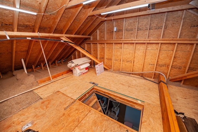 view of unfinished attic