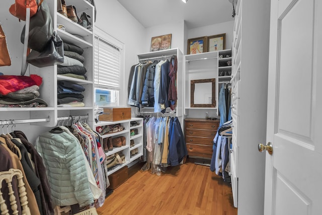 spacious closet with wood finished floors