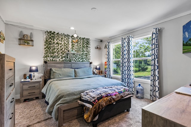 bedroom featuring baseboards and carpet