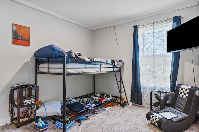 bedroom featuring carpet