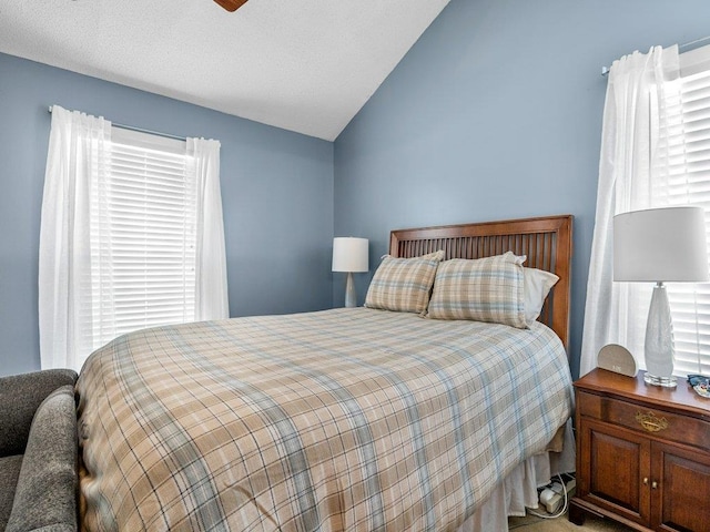 bedroom with vaulted ceiling