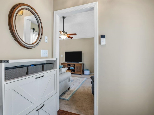 interior space featuring carpet