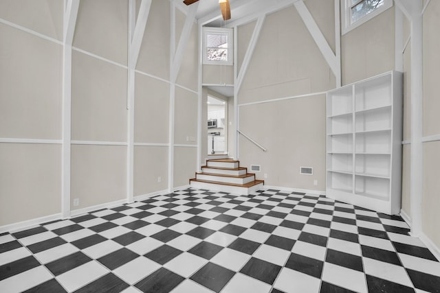103 Forest Hls, Gaffney, SC 29340 - foyer with visible vents, tile patterned floors, high vaulted ceiling, and stairway