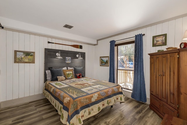 1000-2 Captains Cv, Salem, SC 29676 - bedroom featuring dark wood-style flooring, wood walls, and visible vents