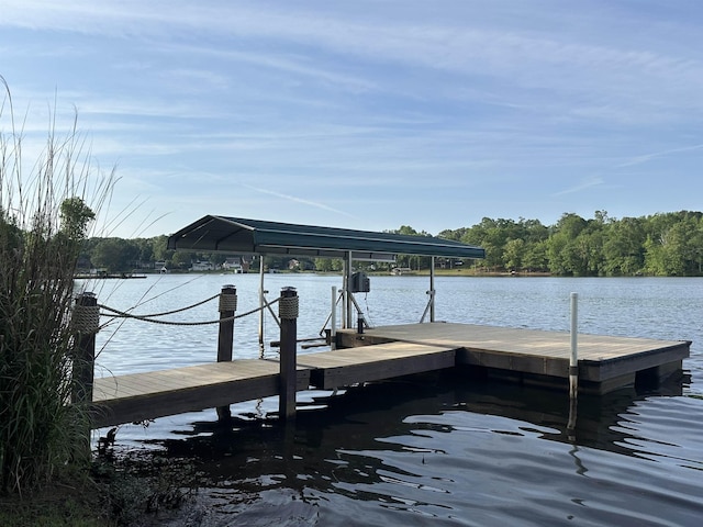 view of dock featuring a water view