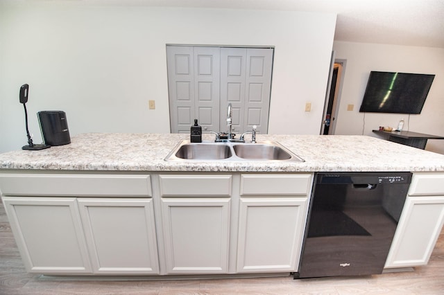 kitchen featuring a sink, light wood finished floors, and dishwasher