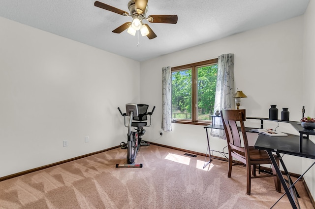 244 Brittany, Gaffney, SC 29341 - workout room with baseboards, carpet, and ceiling fan