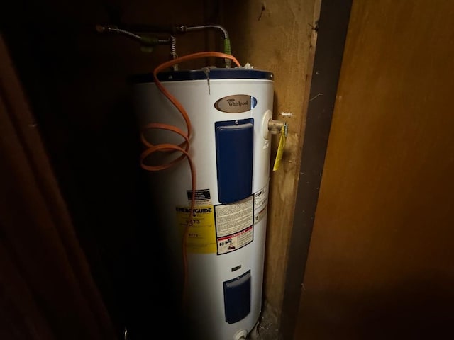utility room featuring electric water heater
