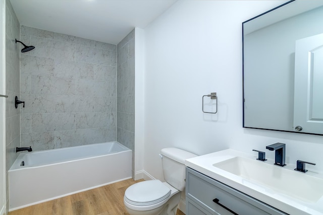 583 Berry, Boiling Springs, SC 29316 - bathroom featuring vanity, wood finished floors, toilet, baseboards, and shower / washtub combination