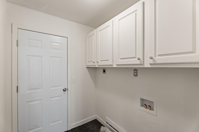 912 Still Spg, Inman, SC 29349 - laundry area featuring cabinet space, hookup for an electric dryer, baseboards, and washer hookup