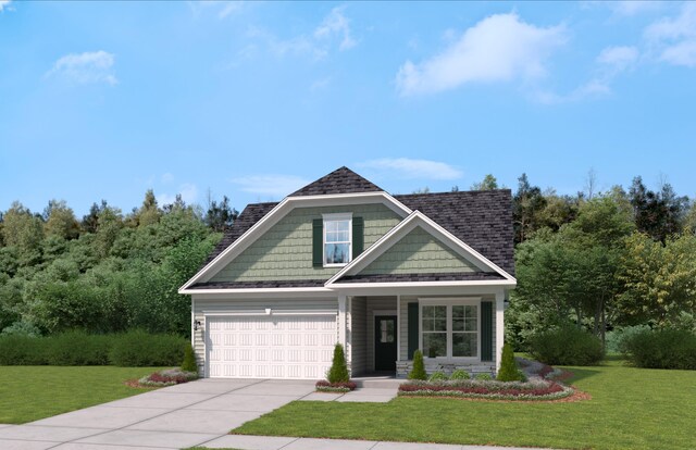 2050 Zanes Crk, Inman, SC 29349 - craftsman house featuring a porch, a garage, driveway, and a front lawn