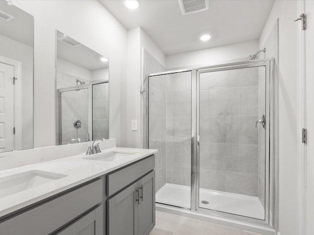 114 Arrow, Greer, SC 29651 - full bath featuring a stall shower, double vanity, and recessed lighting