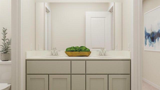 15 Snowmill, Woodruff, SC 29388 - full bathroom featuring double vanity, toilet, baseboards, and a sink
