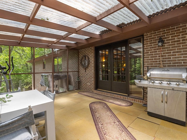 132 Rosecrest, Spartanburg, SC 29303 - view of patio / terrace with french doors, a grill, and a pergola
