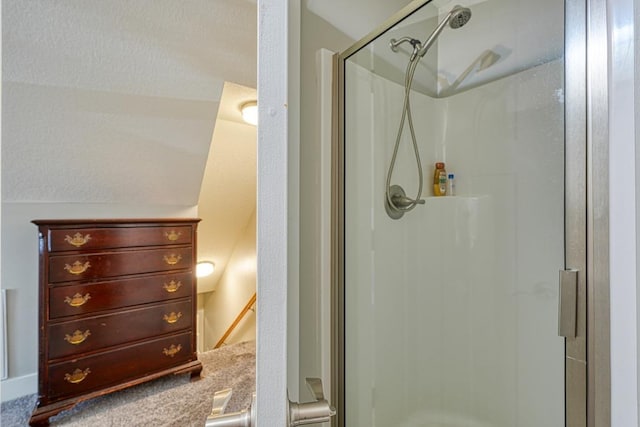 bathroom with a stall shower