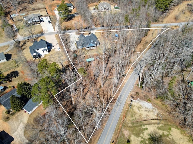 aerial overview of property's location featuring property parcel outlined